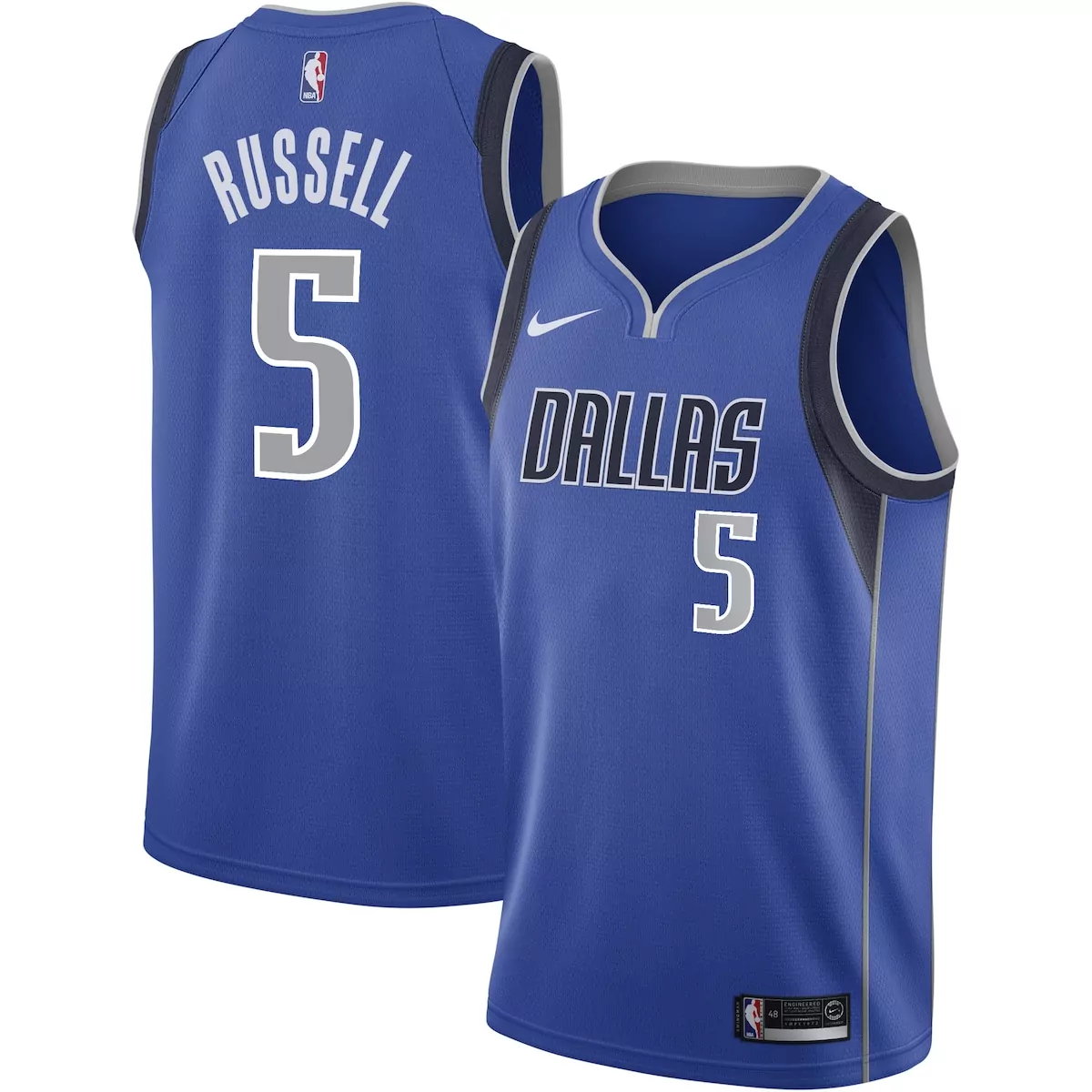 Dangelo Russell 5 Jersey Royal Blue Dallas Mavericks Men White Grey Icon