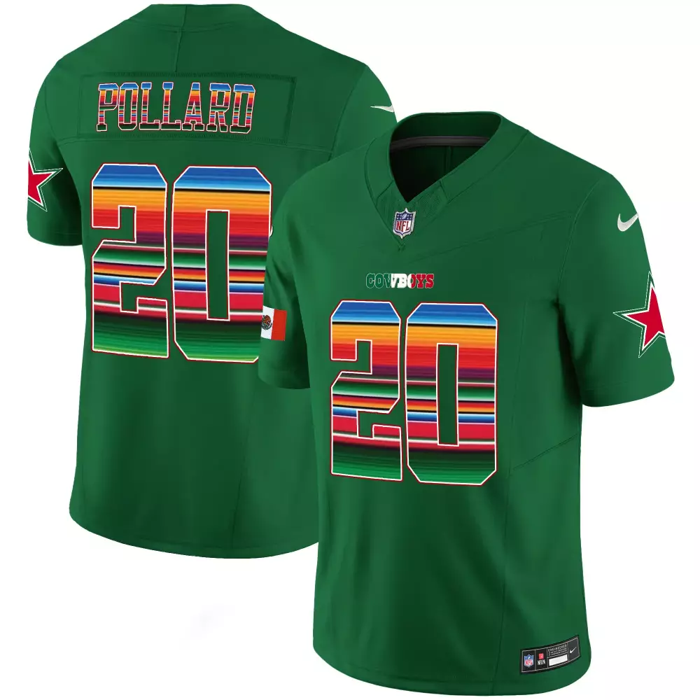 Tony Pollard 20 Cowboys Jersey Green Cinco De Mayo Mexican Flag Men Alternate Custom Design