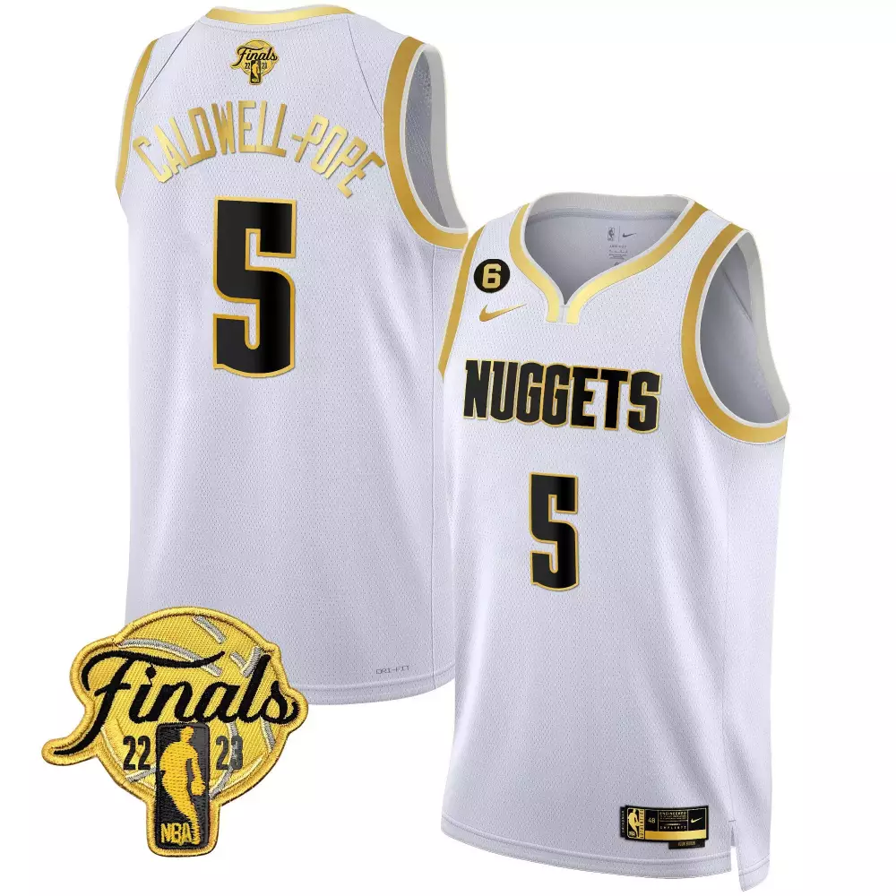 Caldwell-pope 5 Nuggets Jersey White Finals 2022-2023 Men Standard Gold Black All