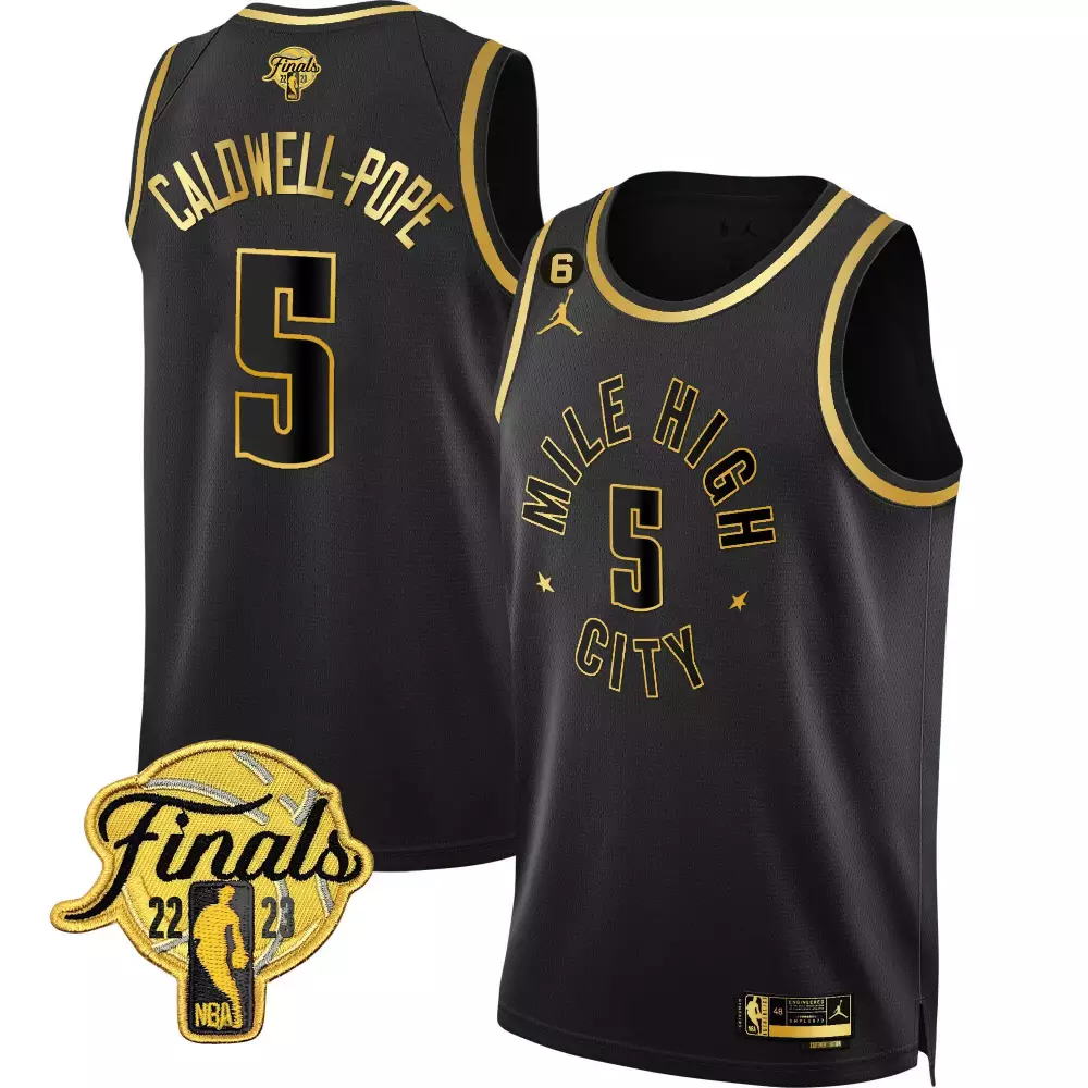 Caldwell-pope 5 Denver Nuggets Jersey Black 2023 NBA Finals Men Gold All Stitched