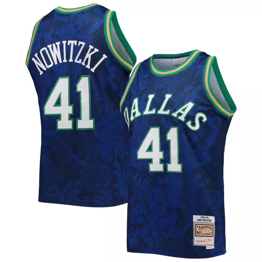 Dirk Nowitzki 41 Dallas Mavericks Jersey Blue 1998-99 Mitchell Ness Hardwood Classics