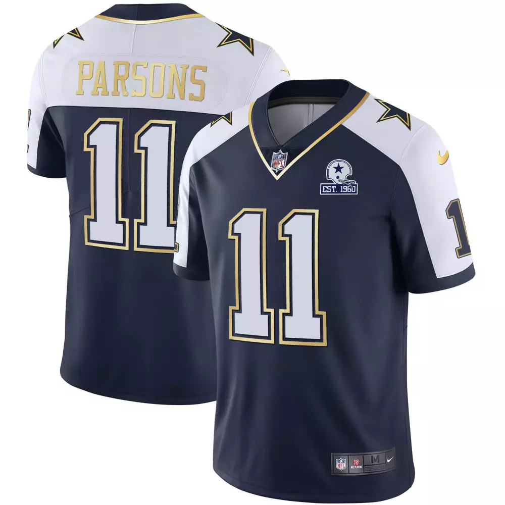 Micah Parsons 11 Dallas Cowboys Jersey Navy Blue Helmet 1960 Men Tackle Twill White