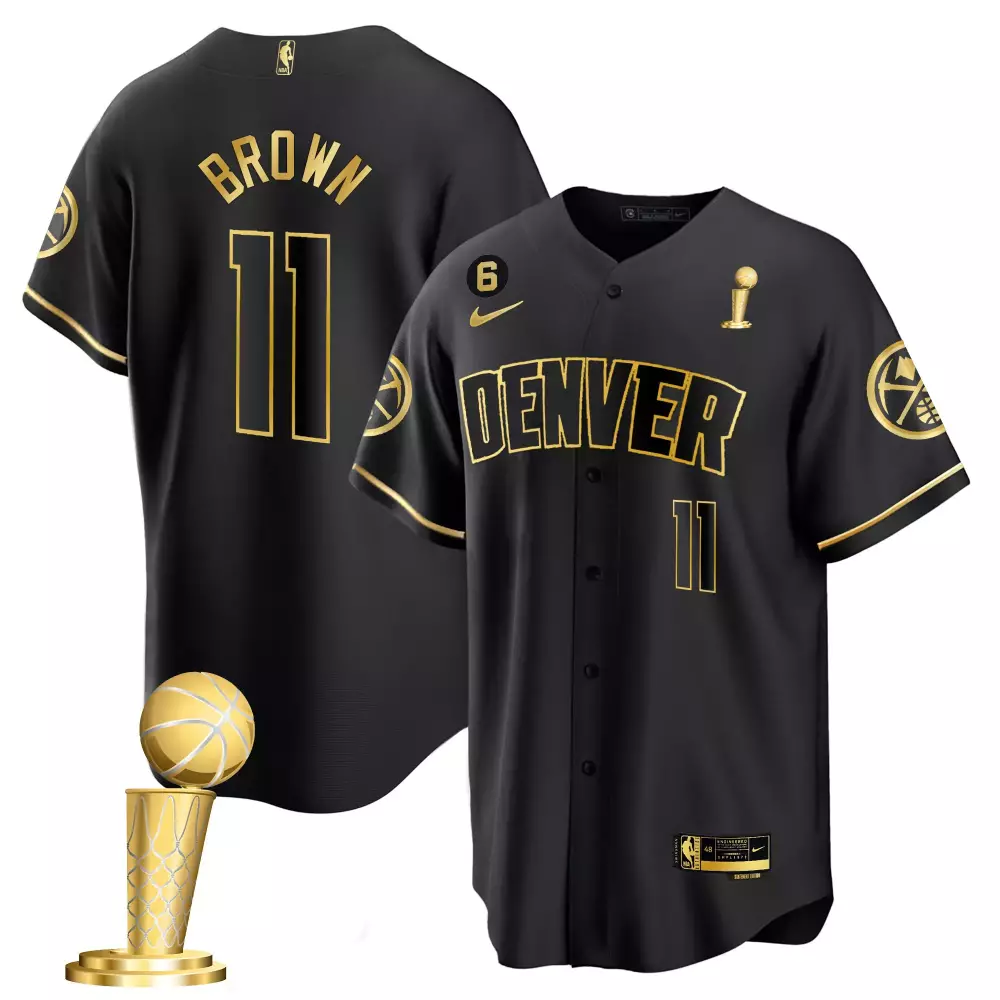 Bruce Brown 11 Denver Nuggets Jersey Black Championship Larry O'brien Trophy Men