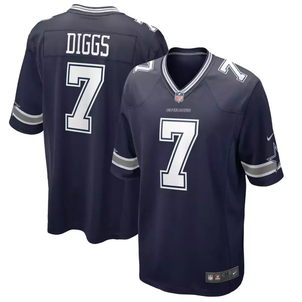 Trevon Diggs 7 Cowboys Jersey Navy Men Authentic White Grey Game