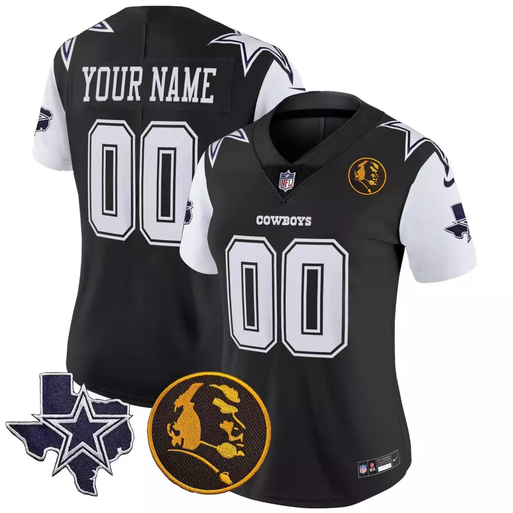 Custom Cowboys Jersey Black Texas Star Women White Gold Vapor All Stitched