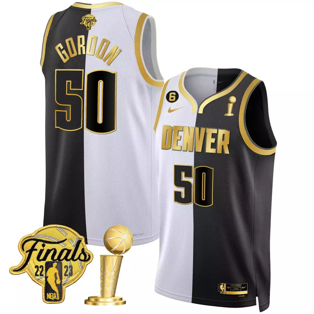 Aaron Gordon 50 Denver Nuggets Jersey Black NBA Finals 2023 Men Split Design White