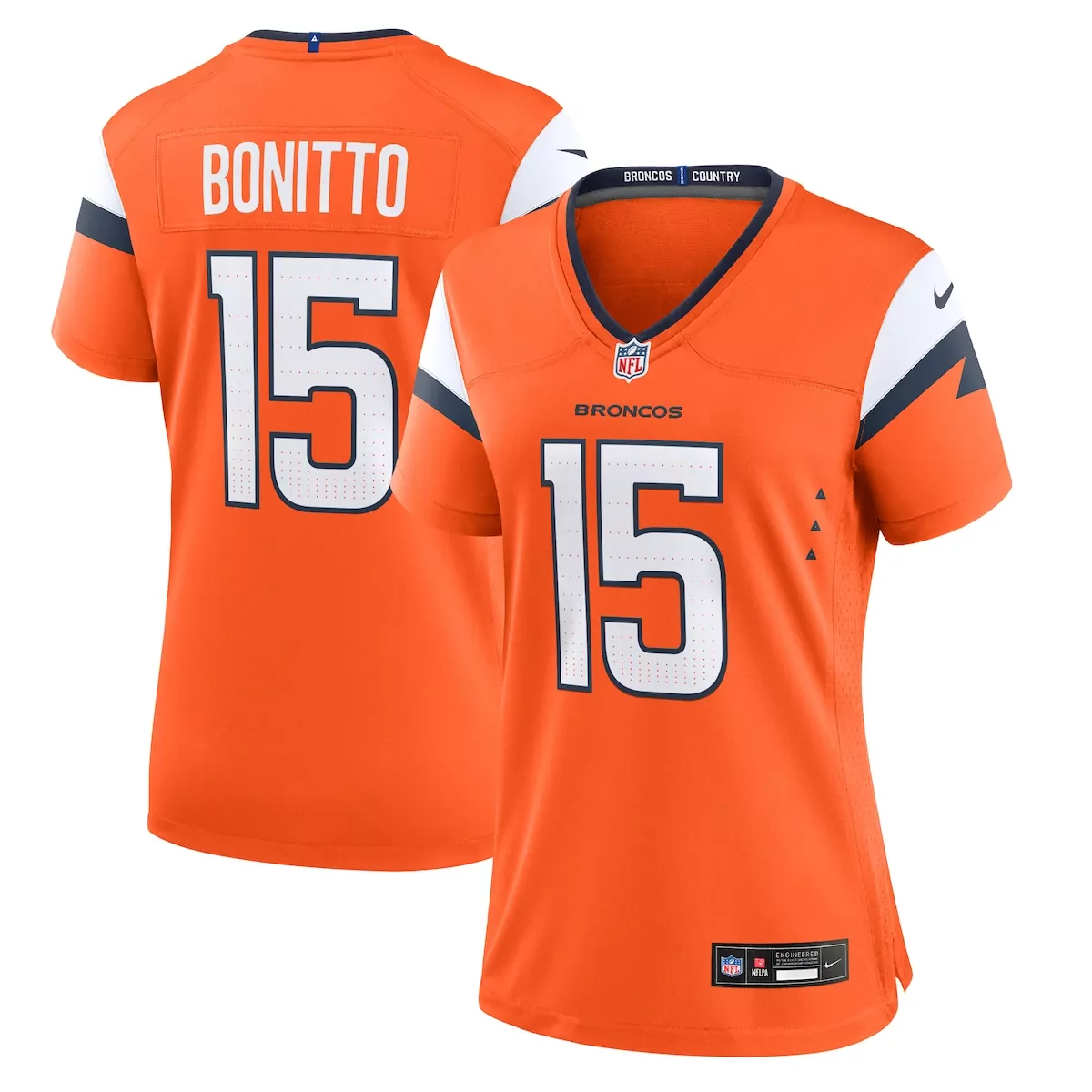 Nik Bonitto 15 Broncos Jersey Orange Men White Navy Blue Game