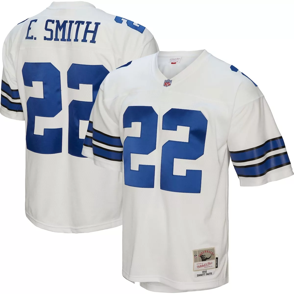 Emmitt Smith 22 Dallas Cowboys Jersey White Mitchell & Ness Throwback Men Design