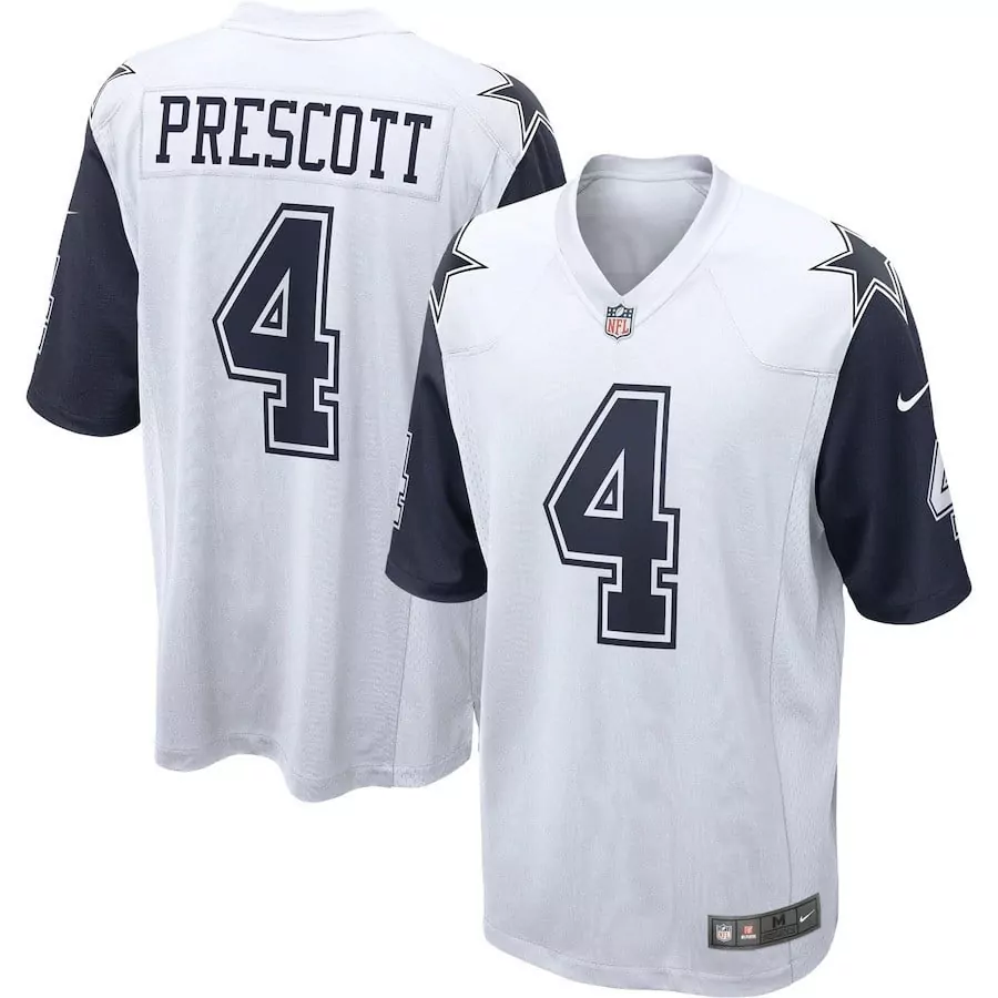 Dak Prescott 4 Dallas Cowboys Jersey White Men Navy Blue Alternate Game All Stitched