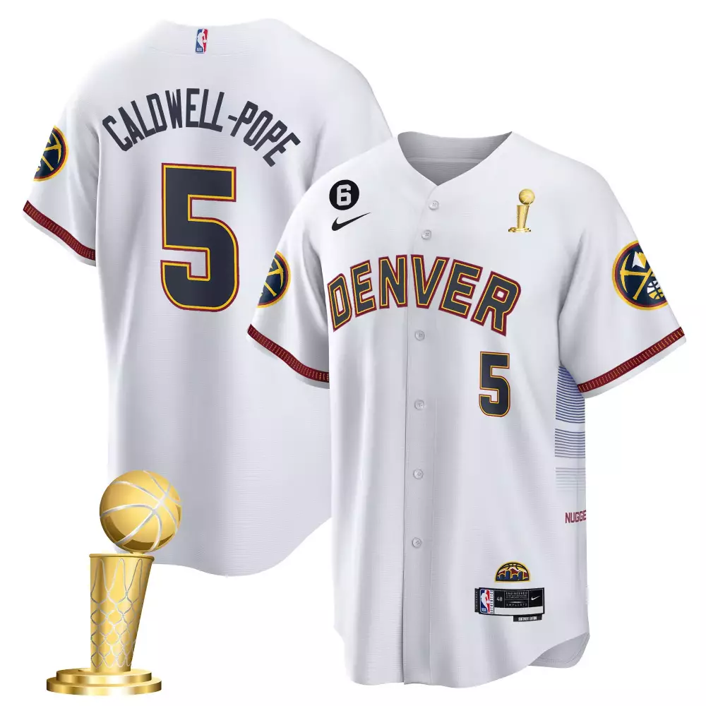 Caldwellpope City 5 Jersey White 2023 NBA Championship Denver Nuggets Trophy Men