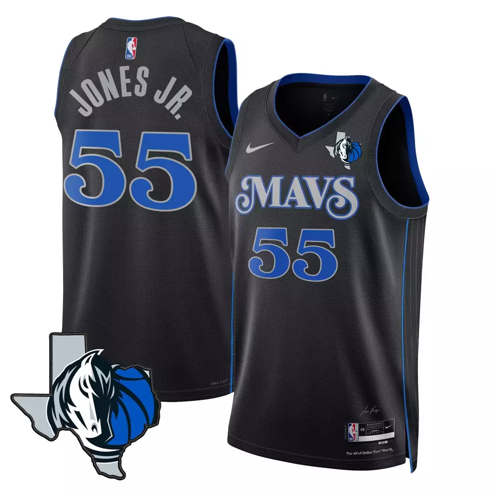 Derrick Jones Jr. 55 Jersey Black Dallas Mavericks Men Alternate Blue Silver Swingman