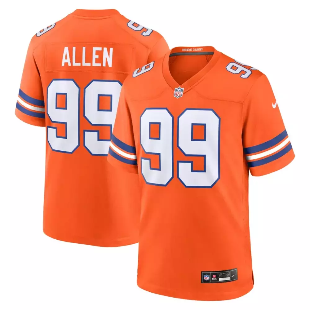 Zach Allen 99 Broncos Jersey Orange Men White Blue Alternate Game