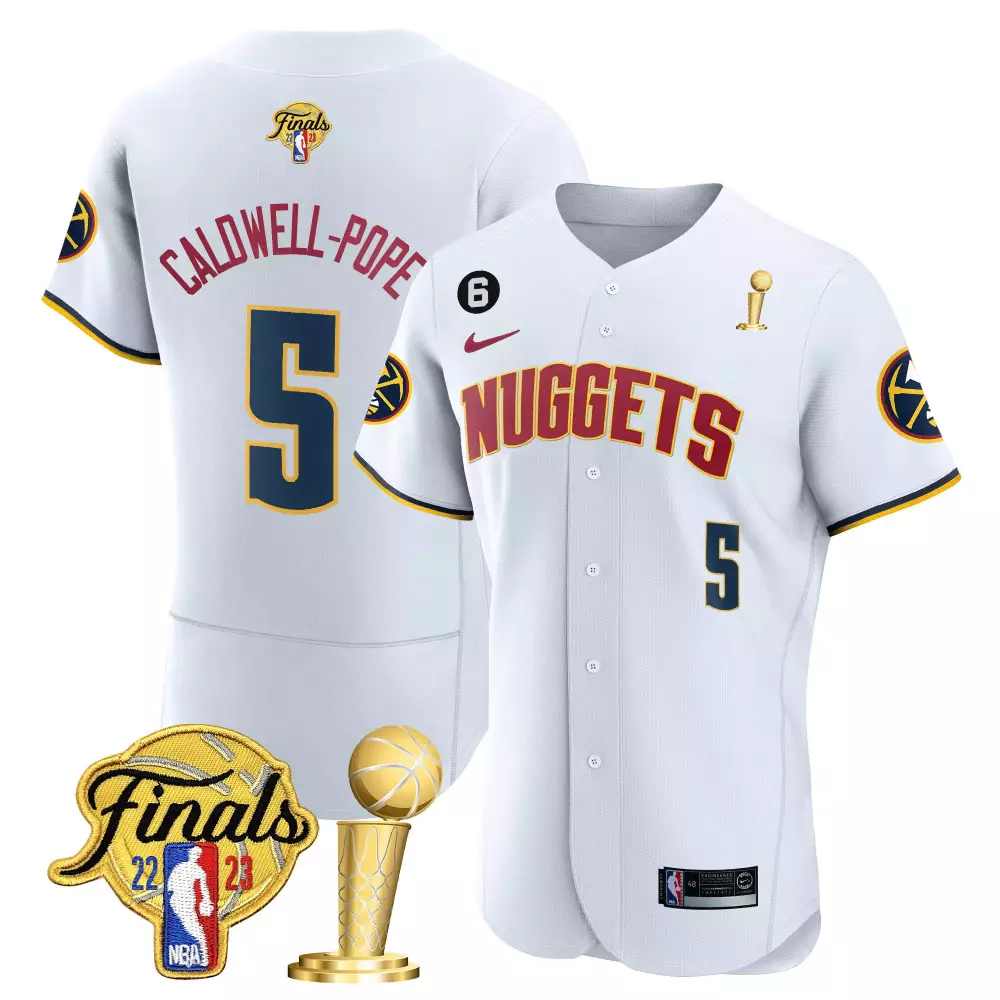 Caldwell-pope 5 Nuggets Jersey White NBA Finals 2023 Larry O'brien Trophy Men Navy