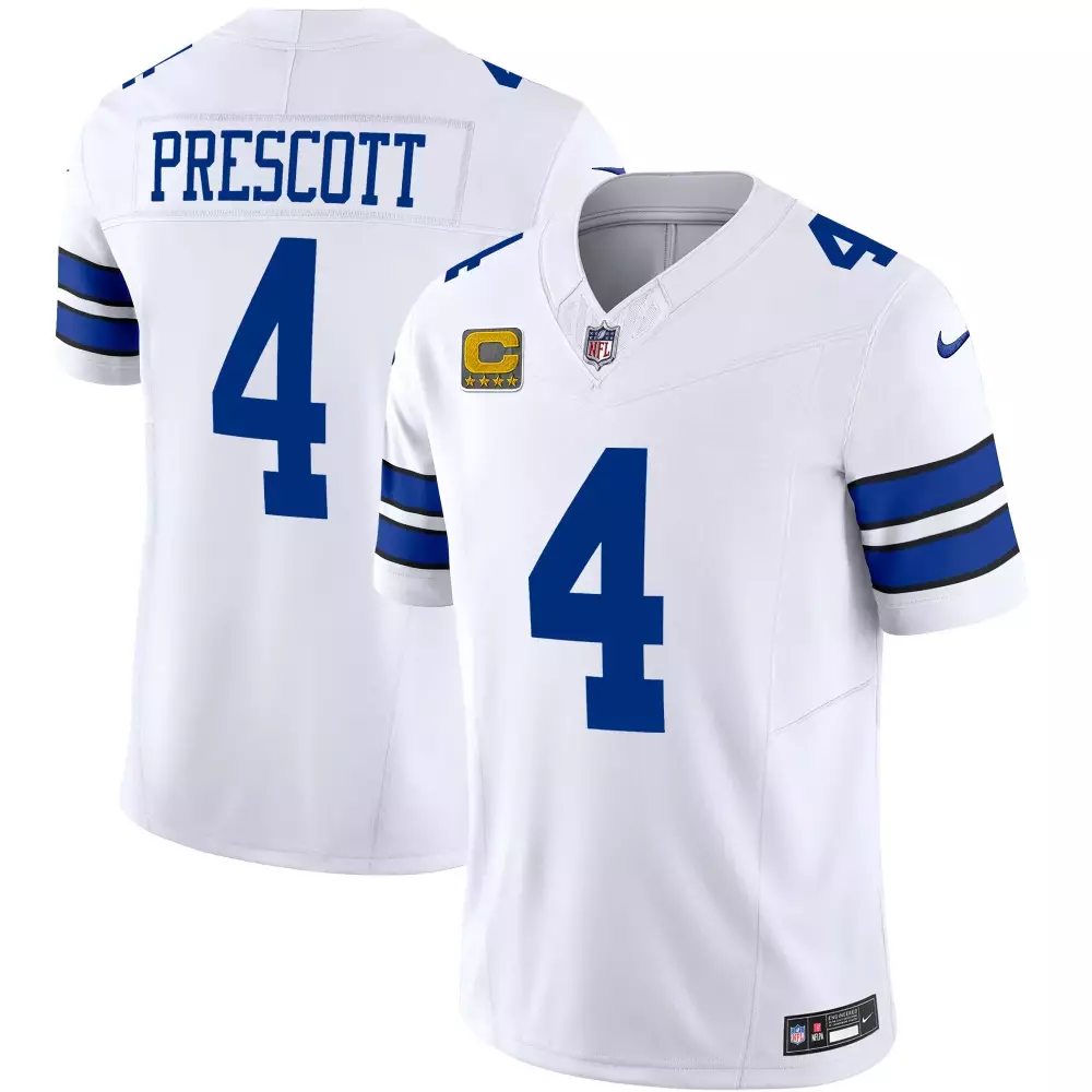 Dak Prescott 4 Dallas Cowboys Jersey White Stars Men Standard Alternate Blue Silver