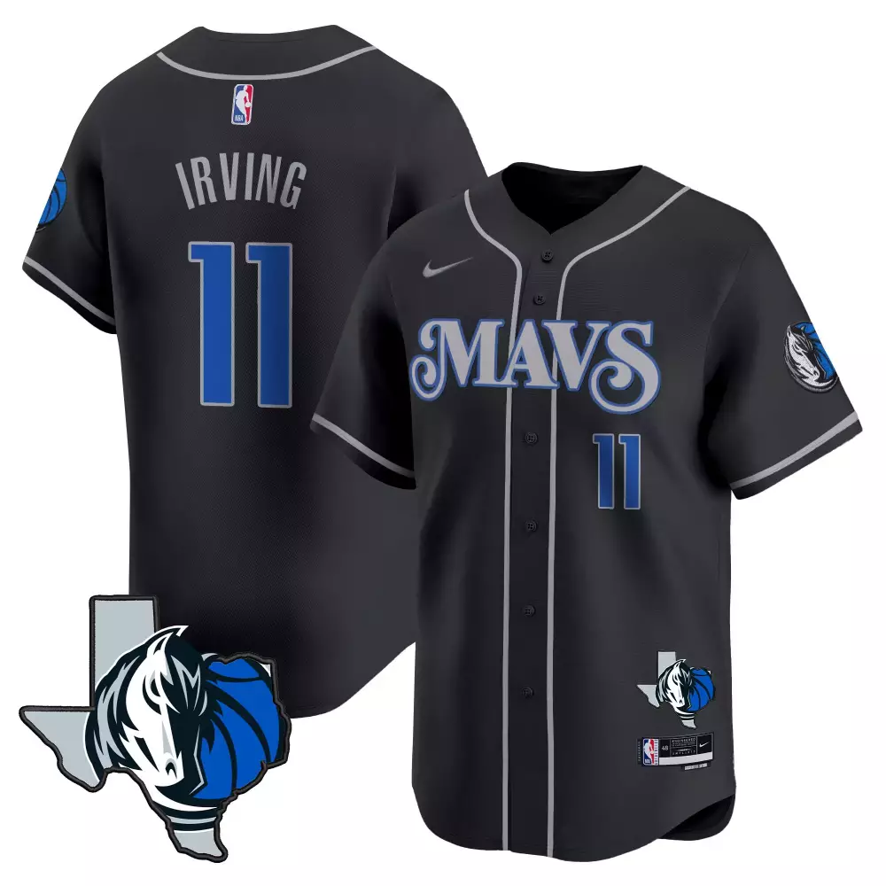 Kyrie Irving 11 Dallas Mavericks Jersey Black Men Silver Blue All Stitched
