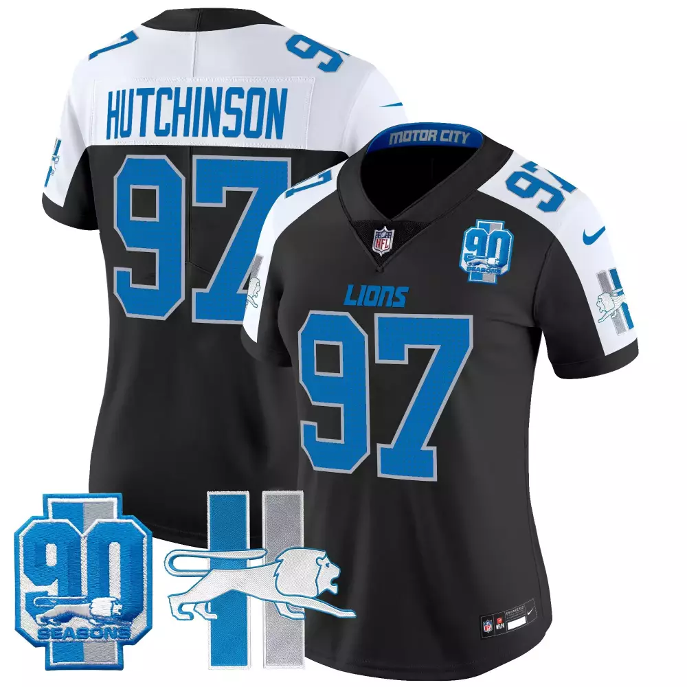 Hutchinson Year 97 Lions Jersey Black 90th Season 90 Seasons Men Replica Alternate