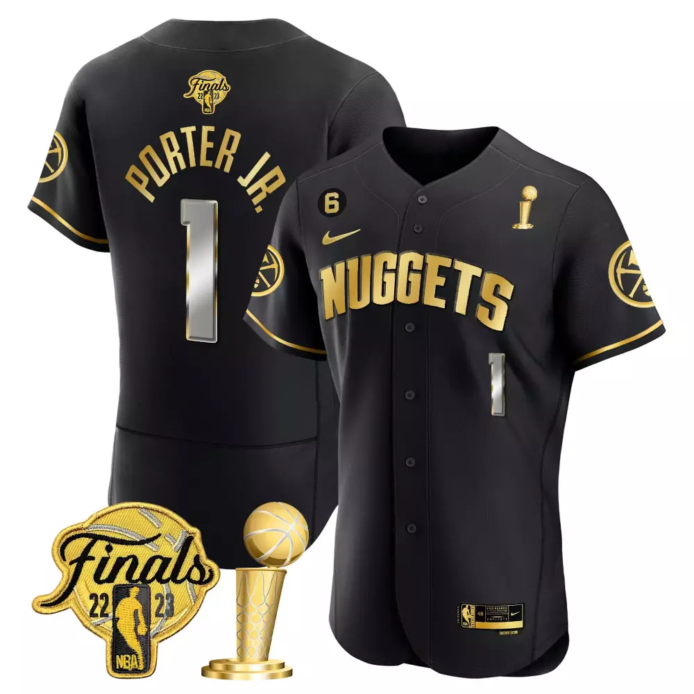 Porter Jr. 1 Nuggets Jersey Black NBA Finals 2023 Men Gold All Stitched Vapor