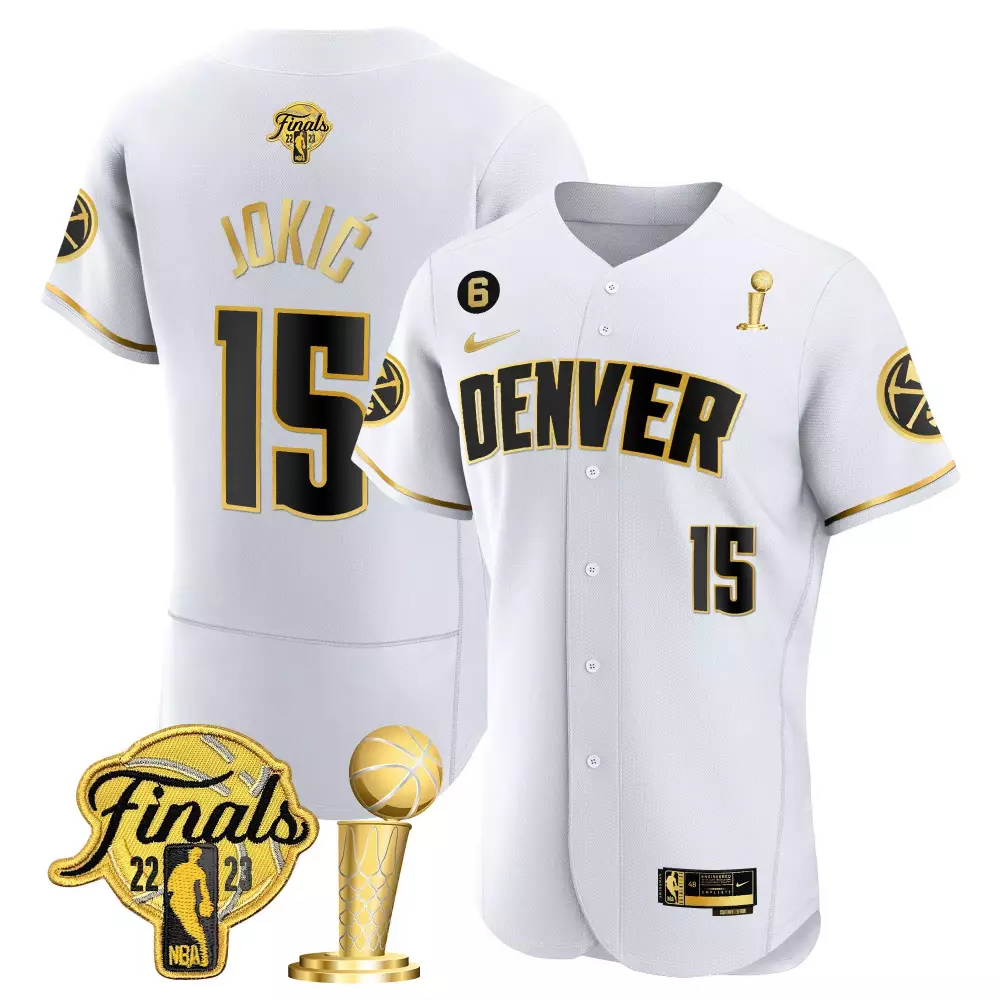 Nikola Joki 15 Denver Jersey White NBA Finals 2022-2023 Championship Trophy 2023