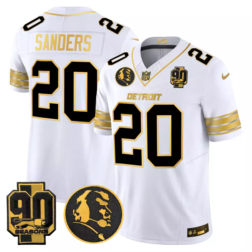 Barry Sanders 20 Detroit Lions Jersey White 90th Anniversary 90 Seasons Joe Schmidt 2023