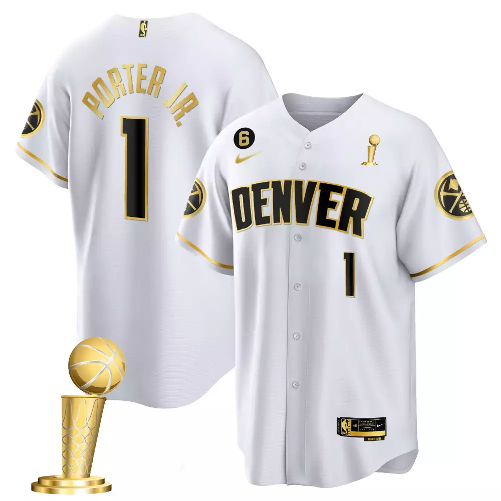 Porter Jr. 1 Denver Nuggets Jersey White 2023 NBA Champions Larry O'brien Trophy