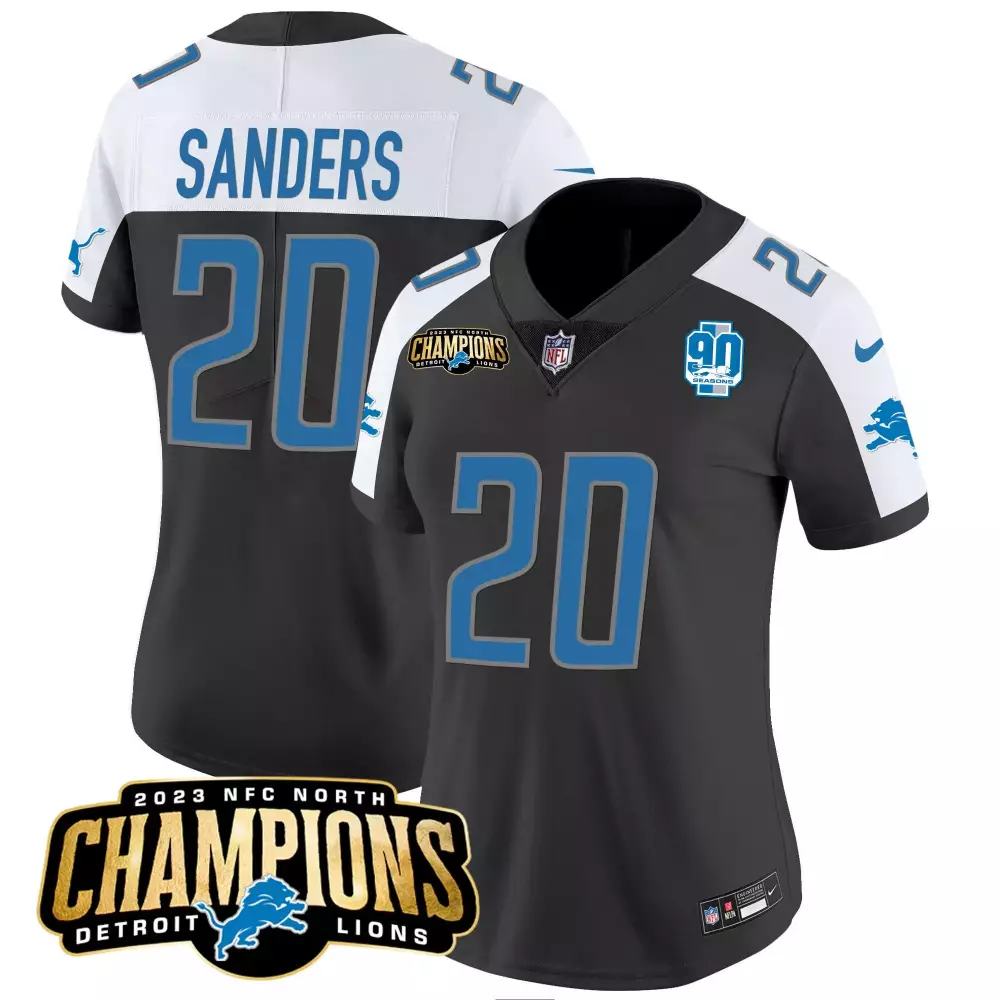 Barry Sanders 20 Detroit Lions Jersey Black 90 Seasons Men Alternate White Blue Vapor