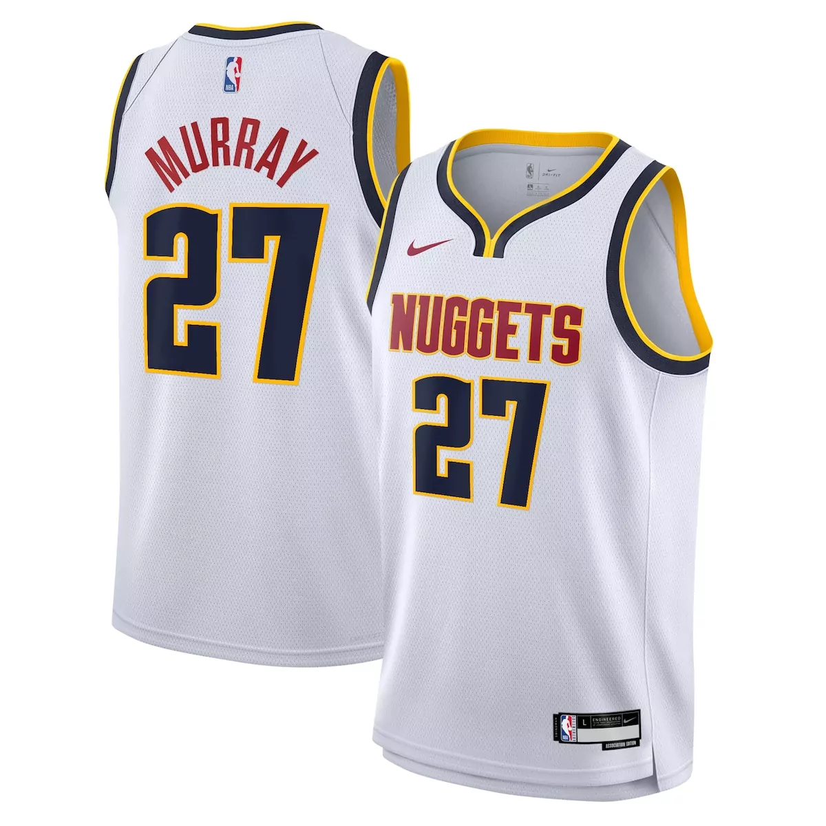 Jamal Murray 27 Nuggets Jersey White Men Association Edition Navy Gold Red