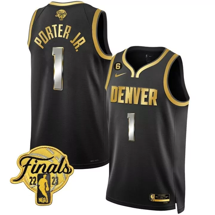 Michael Porter Jr. 1 Jersey Black NBA Finals Denver Nuggets 2022-2023 Men Gold Silver