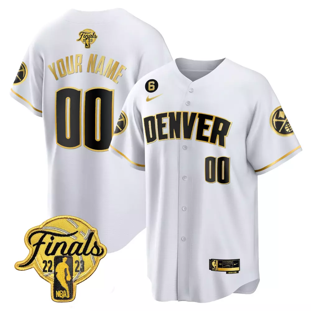 Custom Denver Jersey White Finals 22-23 Black Gold All Stitched