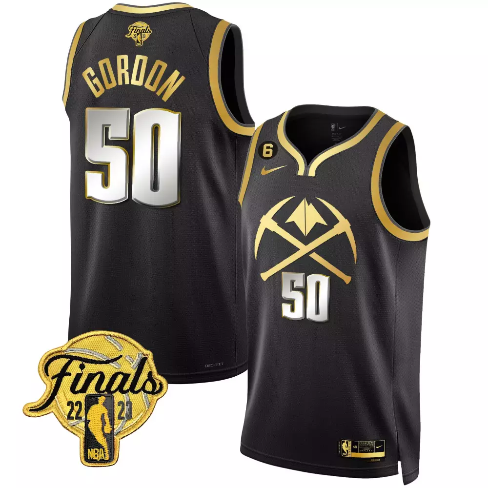 Aaron Gordon 50 Denver Nuggets Jersey Black NBA Finals 2023 Men Gold Silver All Stitched