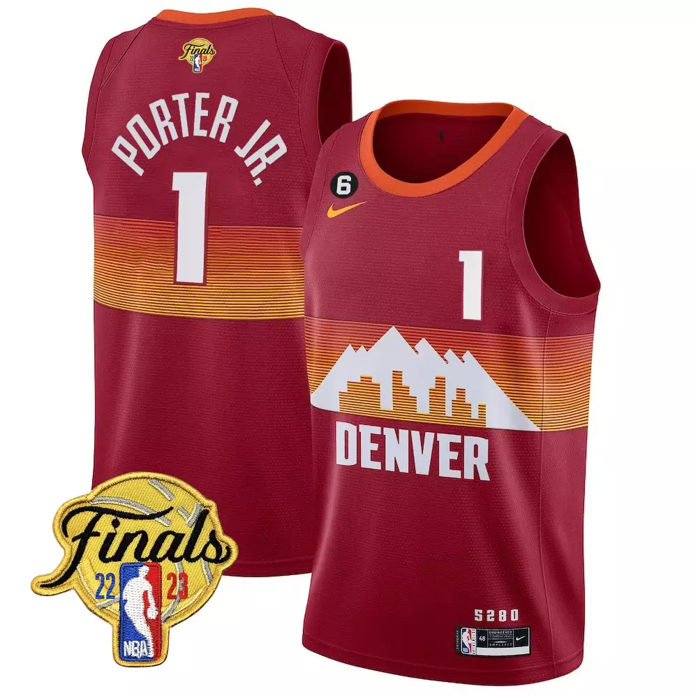 Porter Jr. 1 Denver Nuggets Jersey Maroon Finals 2023 Men NBA Orange Yellow White