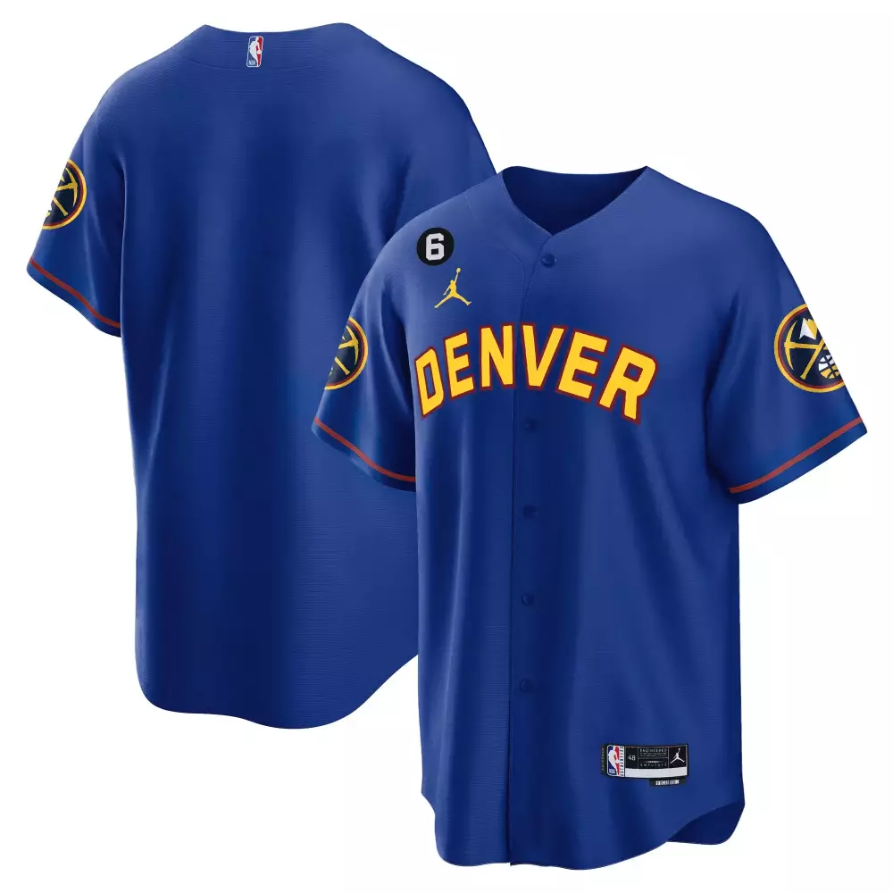 Ja Morant 6 Denver Jersey Blue Men Yellow Orange All Stitched Vapor