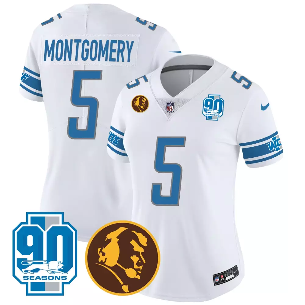 Montgomery 5 Detroit Lions Jersey White 90 Seasons Profile Men Team Alternate Blue