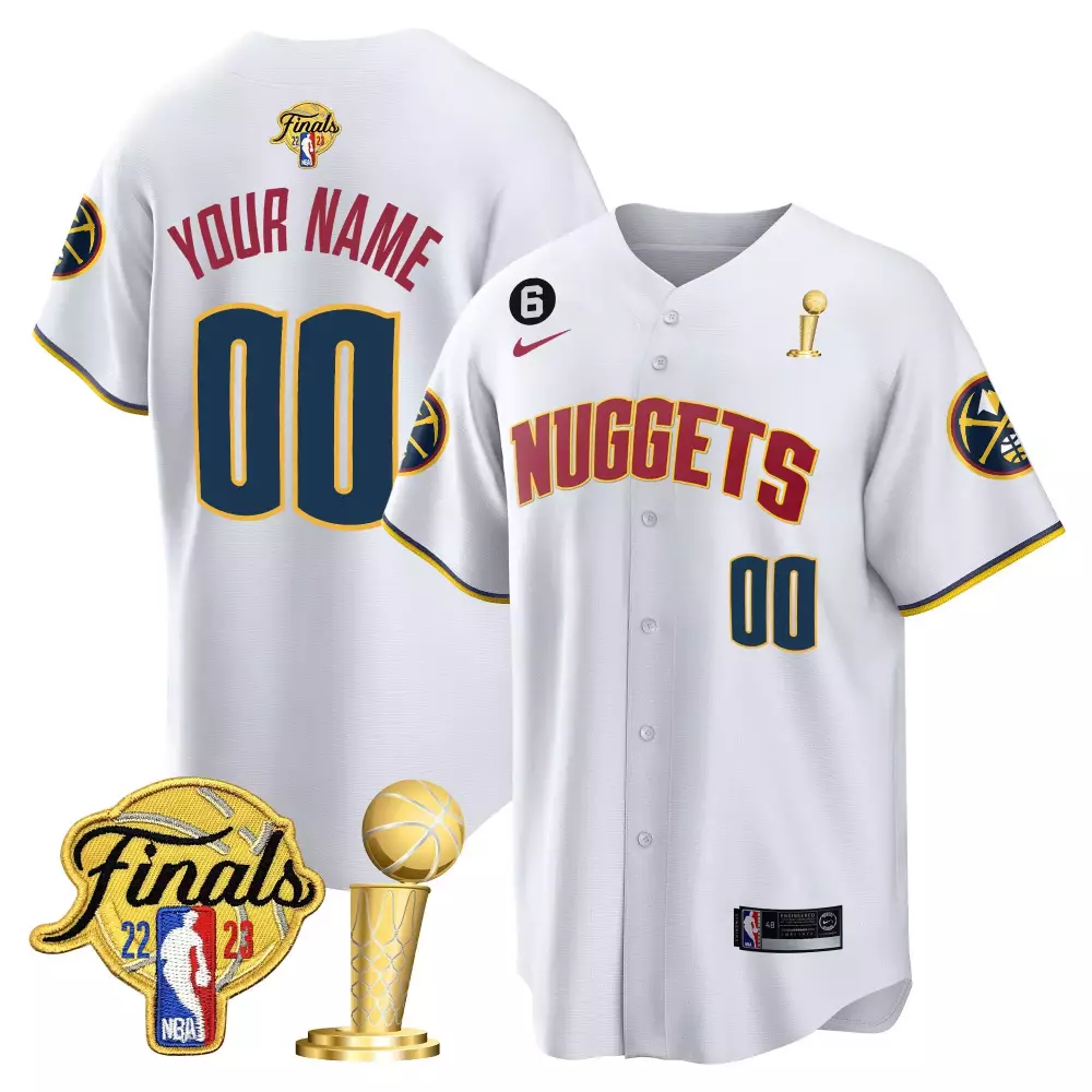 Custom Nuggets Jersey White 2023 NBA Finals Champions Men Yellow Navy Blue Red Cool