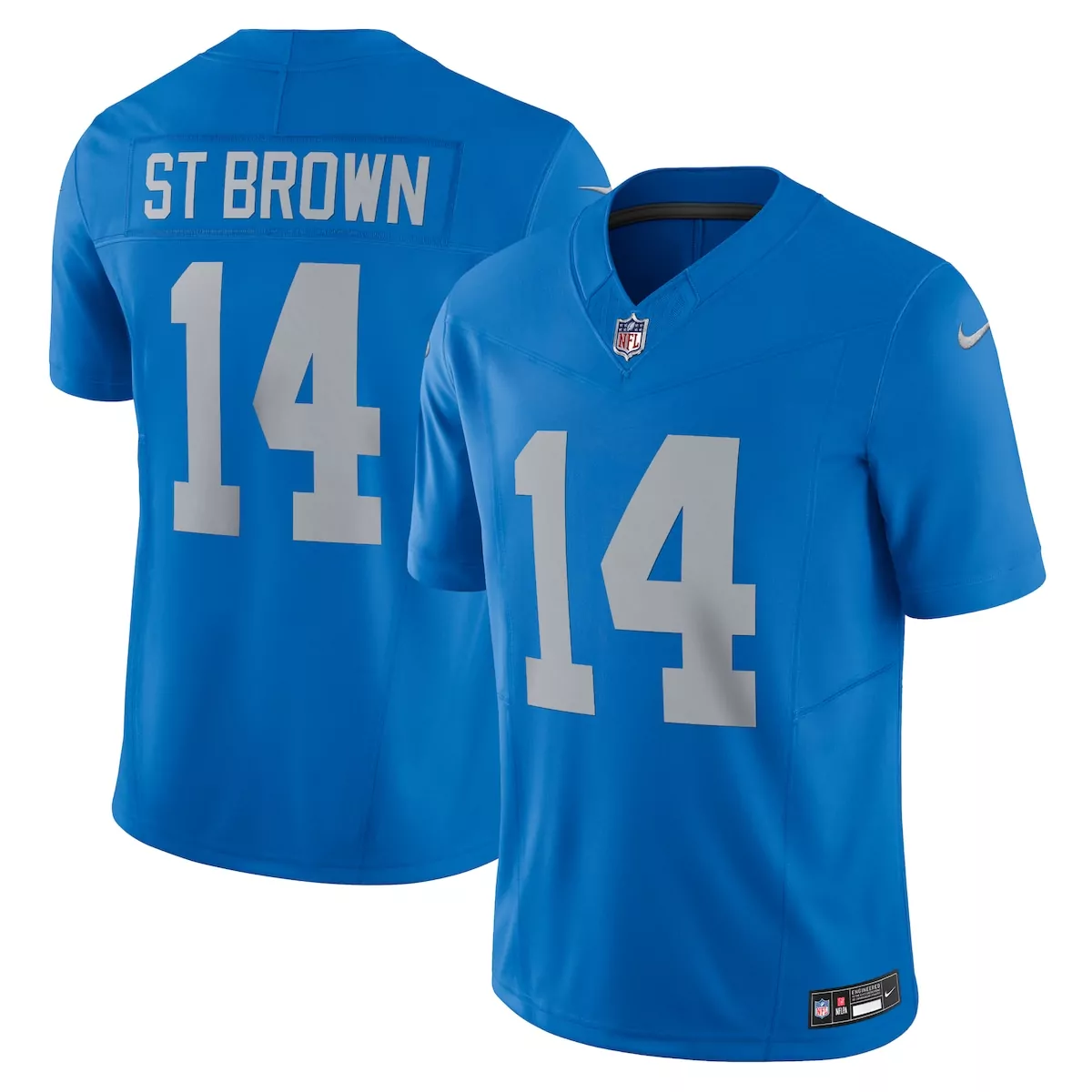 Amon-ra St. 14 Detroit Lions Jersey Blue Men Player Grey Vapor Alternate Limited