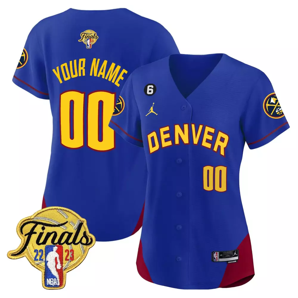 Custom Denver Nuggets Jersey Royal Blue NBA Finals 2023 Men Yellow Red All Stitched