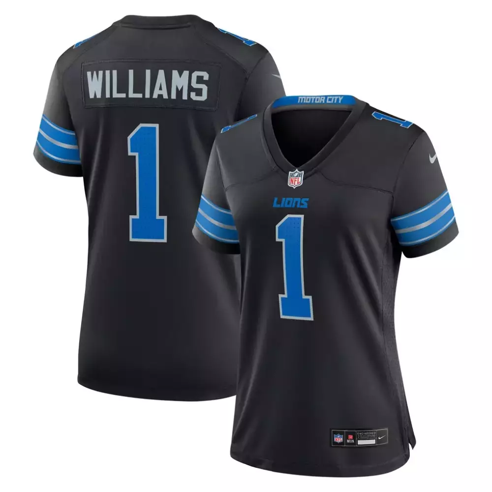 Jameson Williams 1 Lions Jersey Black Women Blue Silver Alternate Game