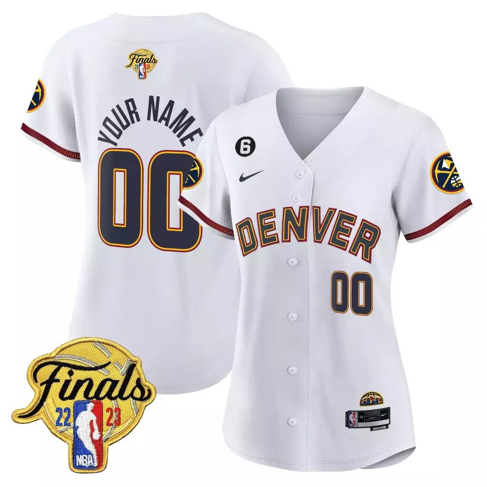 Custom Denver Nuggets Jersey White Finals 2022-2023 Men Navy Maroon Gold All Stitched