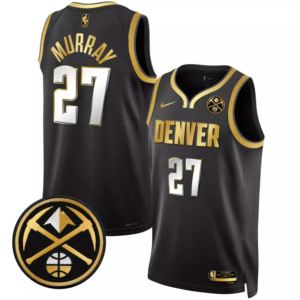 Jamal Murray 27 Denver Nuggets Jersey Black Team Men Gold Limited Swingman All Stitched