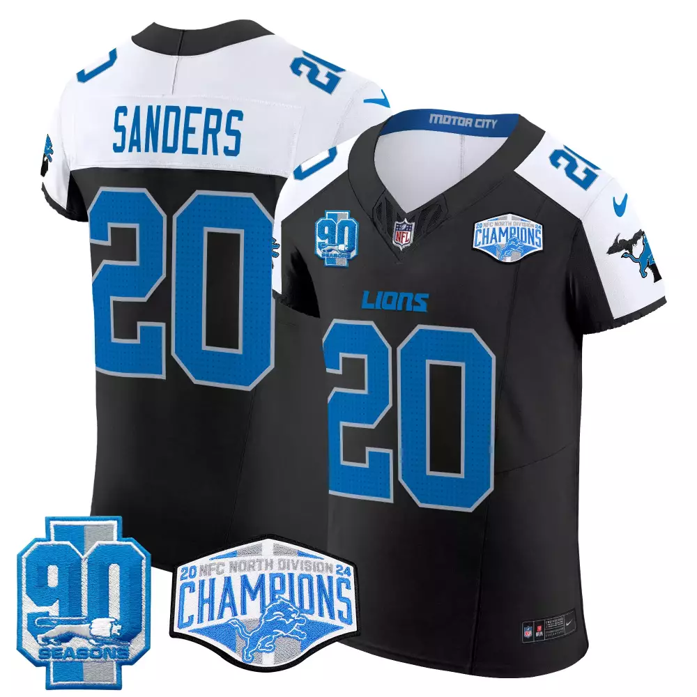 Barry Sanders 20 Lions Jersey Black 90th Season 90 Seasons Men Alternate Blue White