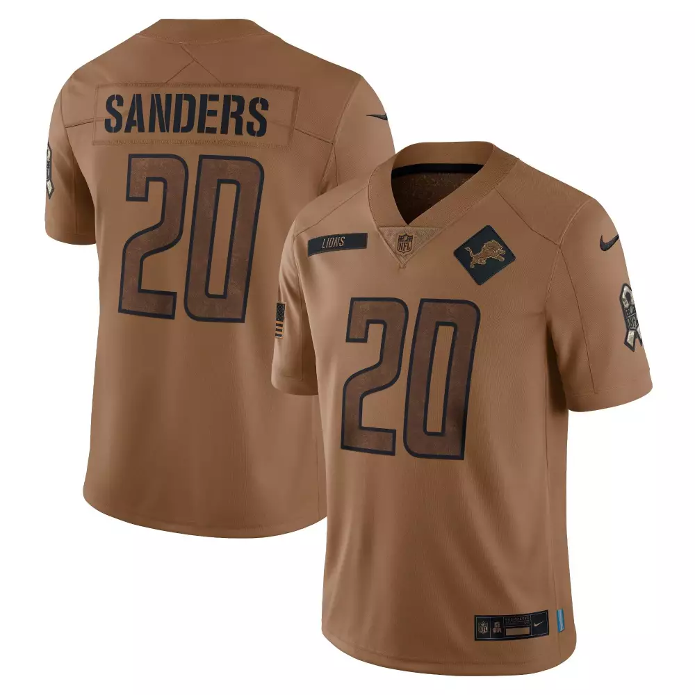 Sanders 20 Lions Jersey Brown Salute To Service American Flag Men NFL Dark Blue All