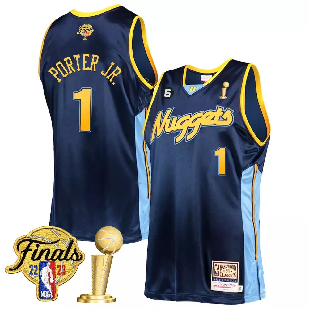 Michael Porter Jr. 1 Nuggets Jersey Navy Blue Finals 22-23 2023 Men Yellow Light