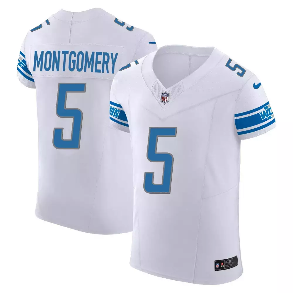 David Montgomery 5 Lions Jersey White Men Replica Blue Gray Vapor Elite All Stitched