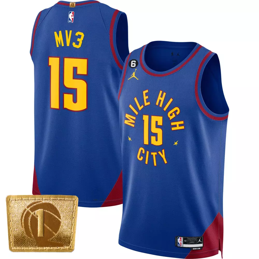 Mv3 15 Denver Nuggets Jersey Blue Mile High City Men Red Yellow Swingman All Stitched