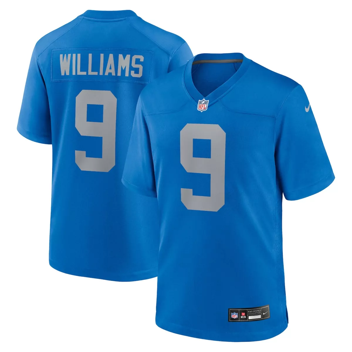 Jameson Williams 9 Detroit Lions Jersey Blue Men Official Silver Alternate Game
