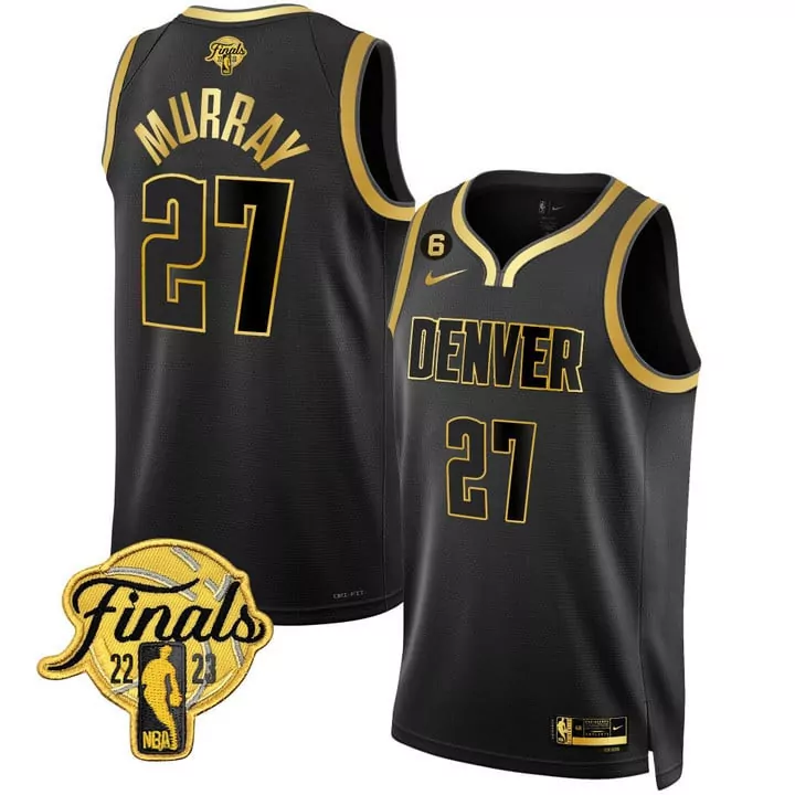 Jamal Murray 27 Denver Nuggets Jersey Black NBA Finals 2022-2023 Men Gold Collection
