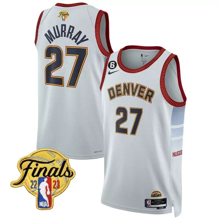 Jamal Murray 27 Denver Nuggets Jersey White 2023 NBA Finals 2022-2023 Men Gold Navy