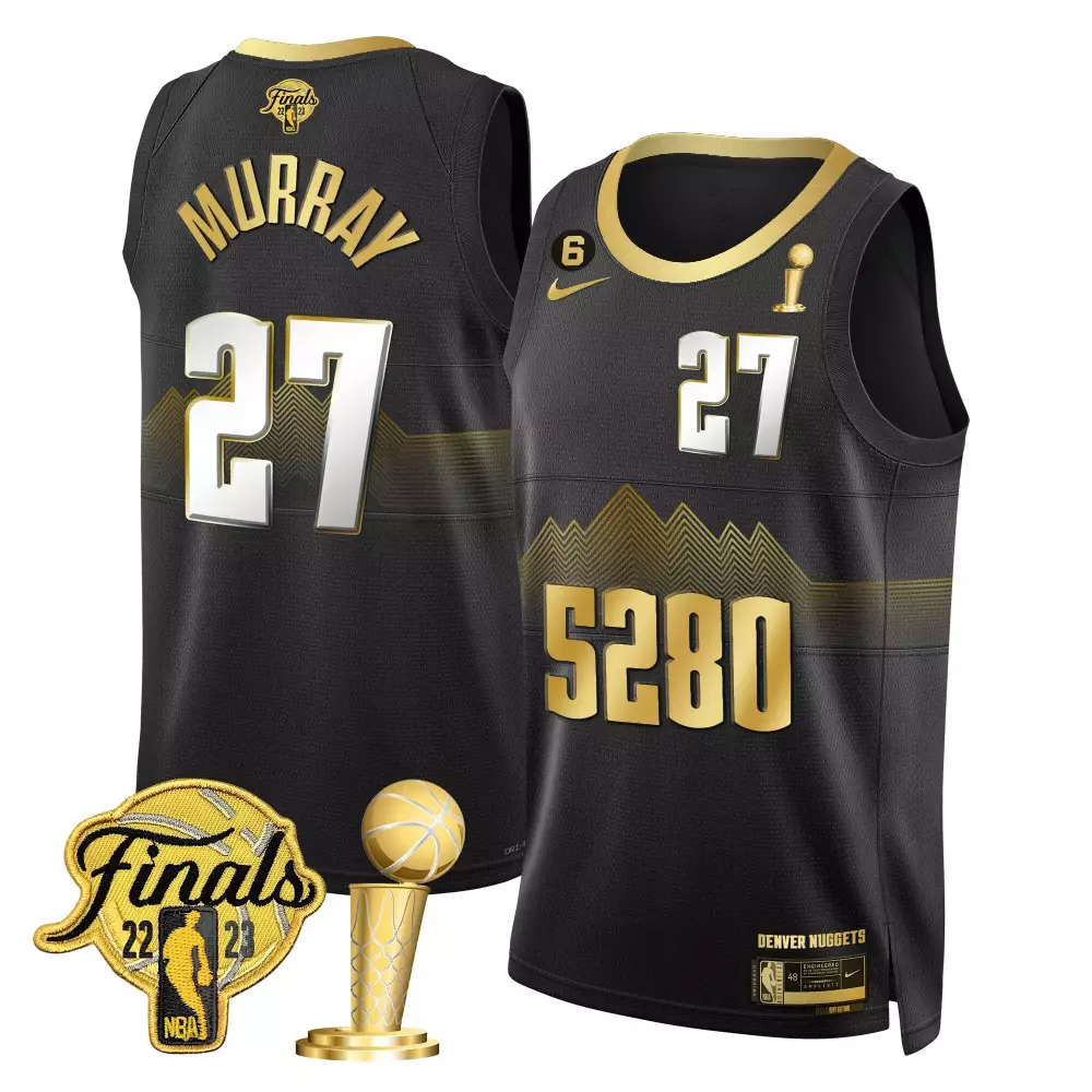 Jamal Murray 27 Denver Nuggets Jersey Black NBA Finals 2023 Men Gold Limited v2 All