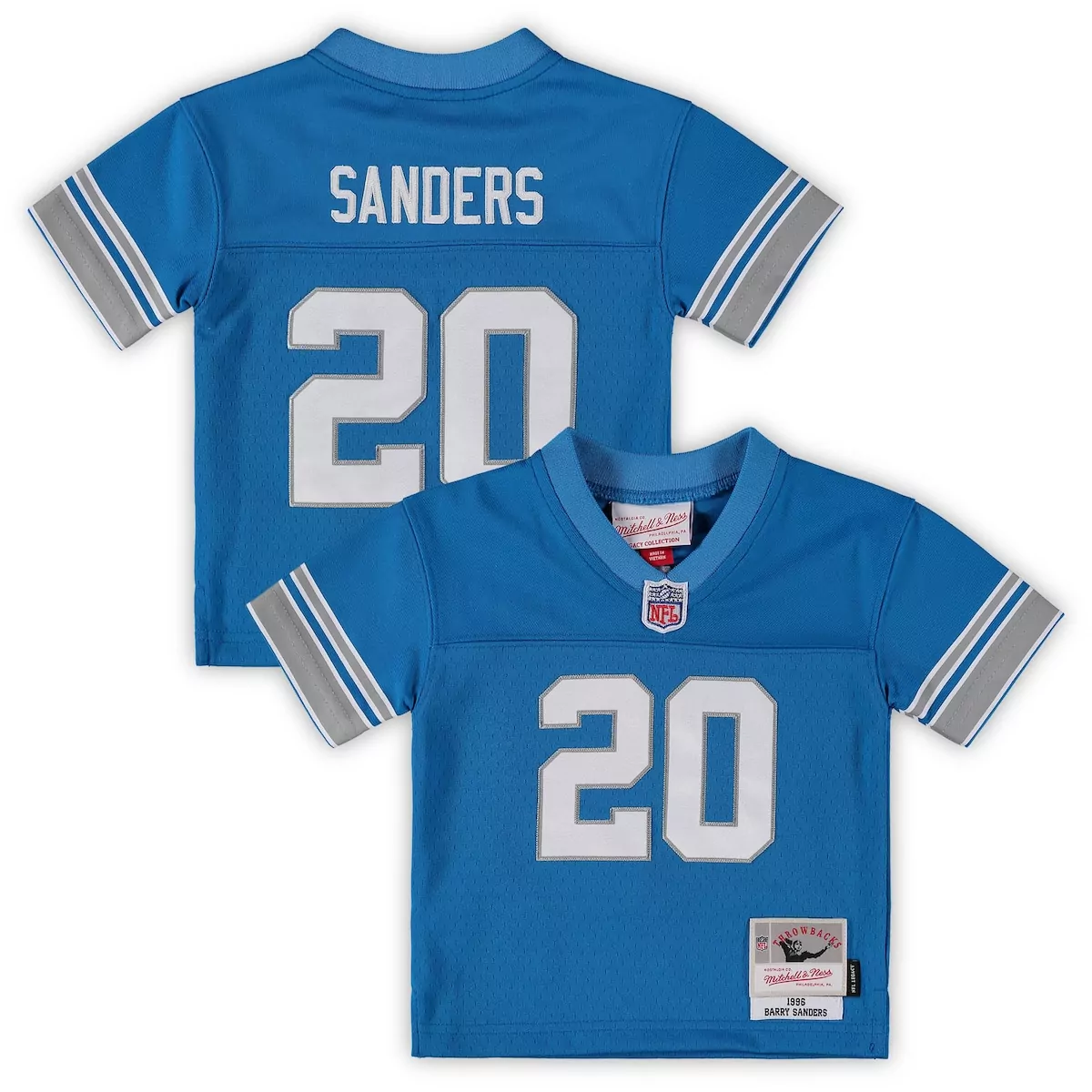 Barry Sanders 20 Detroit Lions Jersey Blue Throwback Kids Replica Design White Grey