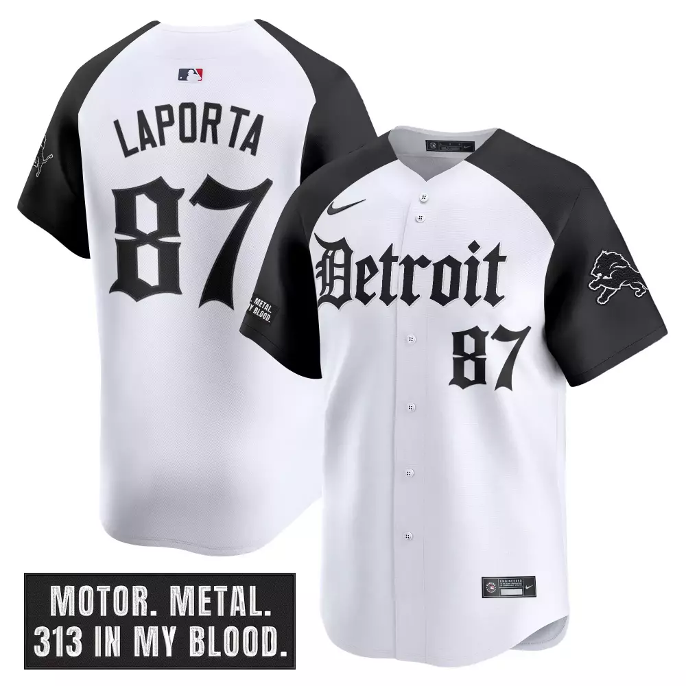 Sam Laporta 87 Detroit Jersey White Men Split Black Vapor Stitched Embroidered