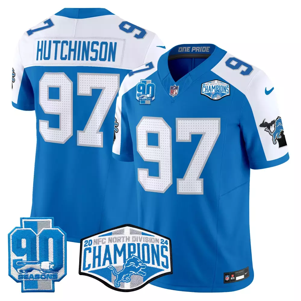 Hutchinson Division 97 Jersey Blue 90th Anniversary Detroit Lions 90 Seasons 2023